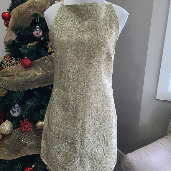 BRAND NEW ZARA SHINY GOLD DRESS SIZE SMALL - Picture 3 of 8